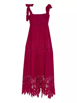 FARM Rio платье миди с кружевом, розовый