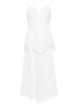 FARM Rio платье миди с вышивкой англ., белый