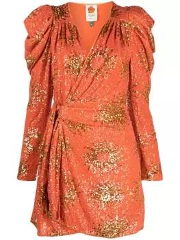 FARM Rio платье мини Sunny Mood с пайетками, оранжевый