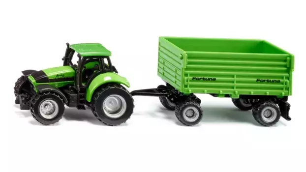 Farmer deutz-fahr с 2-осным прицепом fortuna Siku