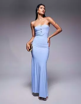 Fashionkilla двойное облегающее платье с подолом «русалка» и металлическими деталями в виде морской звезды в нежно-голубом цвете