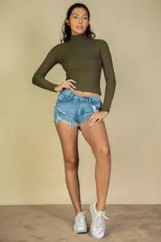 FASHNZFAB Женская водолазка с длинным рукавом в рубчик, черный