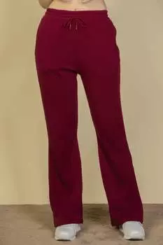 FASHNZFAB женские спортивные брюки с завязками на талии и косыми карманами, цвет burgundy