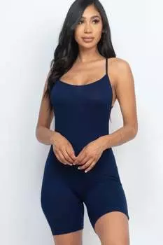 FASHNZFAB Женский комбинезон-боди с перекрестными бретелями на спине, темно-синий