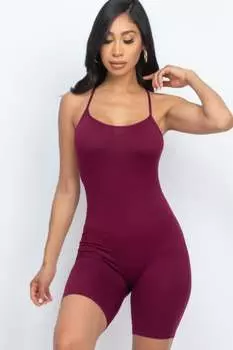 FASHNZFAB Женский комбинезон-боди с перекрестными бретелями на спине, цвет burgundy