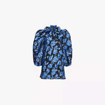 Fate жаккардовое бантовое мини-платье с рукавами-фонариками Sister Jane, синий