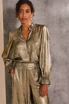 Fatface bria металлическая блузка Fat Face, золотой