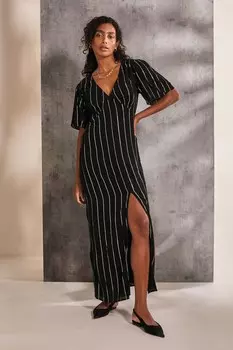 Fatface металлик макси платье Fat Face, черный