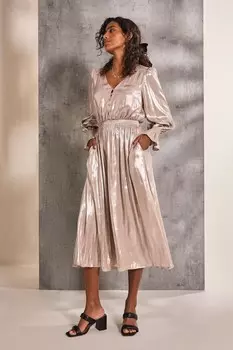 Fatface rina металлическое платье миди Fat Face, золотой