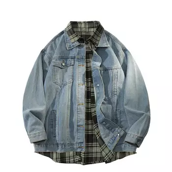 Fax For Fmacm Джинсовая куртка унисекс FMACM, Синий + зеленый маття [рубашка]