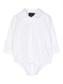 Fay боди с длинными рукавами и вышитым логотипом, белый