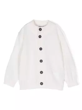 Fay кардиган с нашивками на локтях, нейтральный цвет