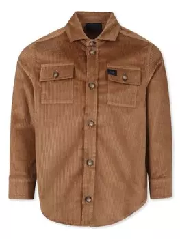 Fay Kids хлопковая рубашка на пуговицах, коричневый