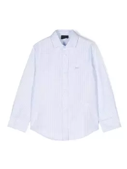 Fay Kids рубашка с вышитым логотипом, синий