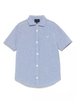 Fay Kids рубашка в клетку гингем, синий