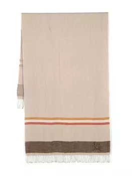 Fay льняная шаль с отделкой в полоску, нейтральный цвет
