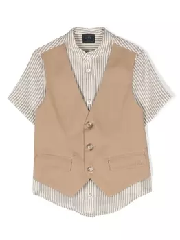 Fay многослойная рубашка в полоску, нейтральный цвет