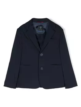 Fay однобортный блейзер с вышитым логотипом, синий