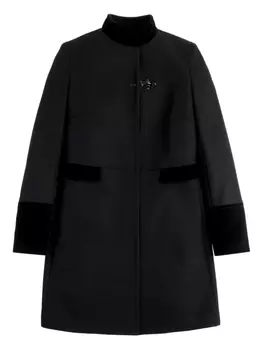 Fay пальто строгого кроя с бархатной отделкой, черный
