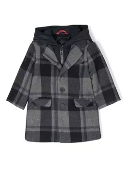 Fay plaid-check pattern layered coat, серый