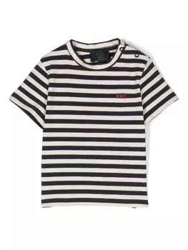 Fay полосатая футболка с вышитым логотипом, белый