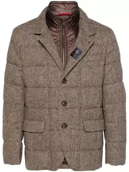 Fay пуховик с узором в елочку, коричневый