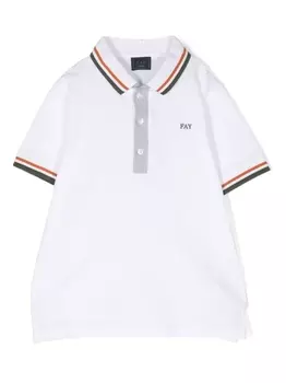 Fay рубашка поло с вышитым логотипом, белый