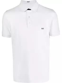 Fay рубашка поло с вышитым логотипом, белый