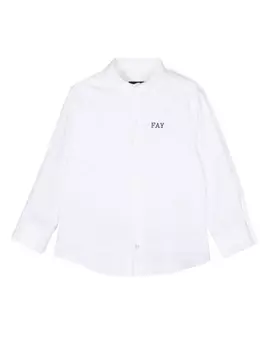 Fay рубашка с длинными рукавами и логотипом, белый