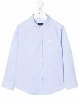 Fay рубашка с длинными рукавами и вышитым логотипом, синий