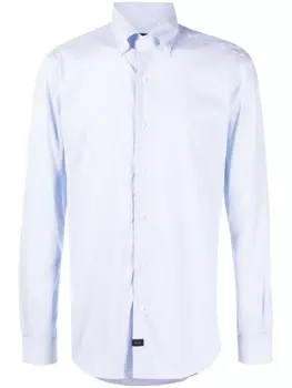 Fay рубашка в тонкую полоску с нашивкой-логотипом, синий