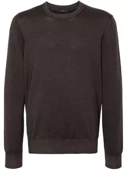 Fay свитер с вышитым логотипом, коричневый