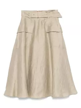 Fay юбка из смесового льна, коричневый