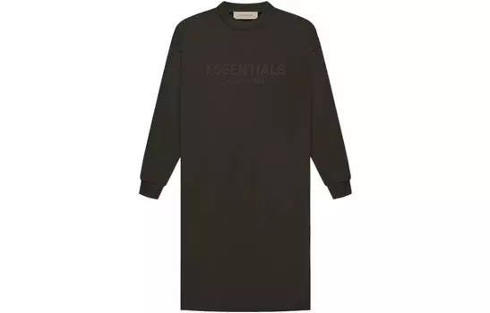 Fear Of God Essentials Женское платье-футболка с длинным рукавом, черное