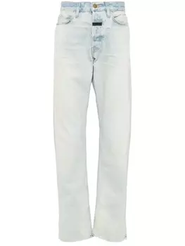 Fear Of God logo-tag mid-rise straight-leg jeans, синий