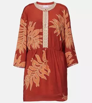 Феба мини-платье с вышивкой и принтом Velvet, Cedar