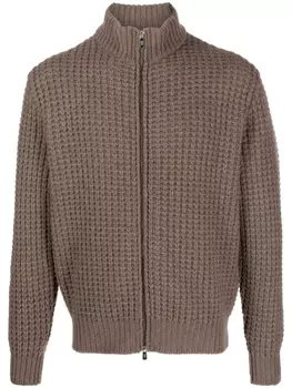 Fedeli chunky-knit zip-up cardigan, коричневый