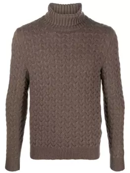 Fedeli джемпер крупной вязки с высоким воротником, коричневый
