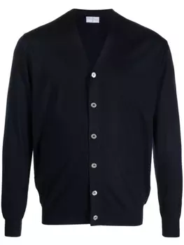 Fedeli кардиган из вирджинской шерсти с V-образным вырезом, синий