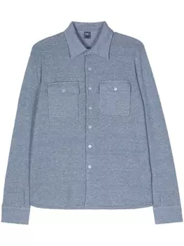 Fedeli рубашка с длинными рукавами из смеси льна и кашемира, синий