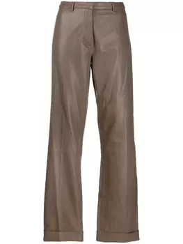 Federica Tosi расклешенные кожаные брюки, серый