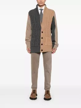 FEDERICO CINA кардиган в стиле колор-блок, коричневый