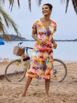 Feel Good летнее платье "летнее платье", цвет Gelb-Fuchsia-Bedruckt