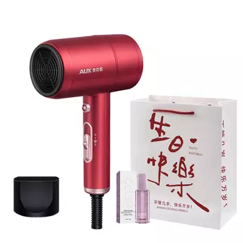 Фен для волос 1800W с отрицательными ионами AH7800I Aux, Red-Negative Ion Style [Essential Oil+Birthday Shopping Bag]
