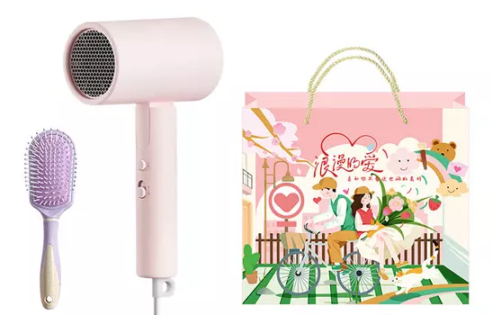 Фен для волос Mi, H101 Pink (Pink Valentine's Day Tote Bag + Airbag Comb)