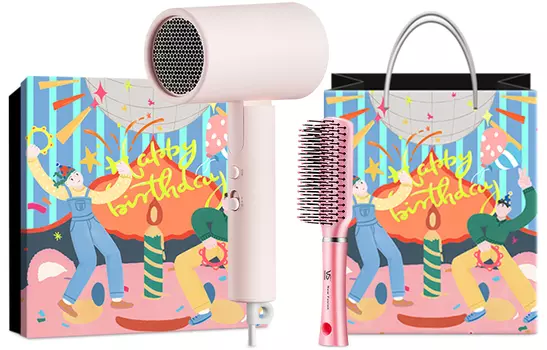 Фен для волос Mi, Powder includes styling comb + birthday gift box gift bag