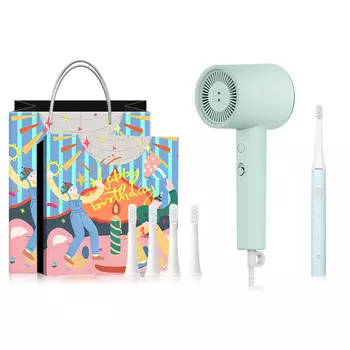 Фен для волос Mi, Xiaomi H301 Green Free Xiaomi Electric Toothbrush T100 Blue + Four Brush Head [Gift Box]