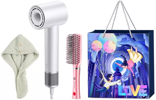 Фен для волос Mi, Yun Manbai contains a dry hair hat + styling comb + Tanabata gift bag