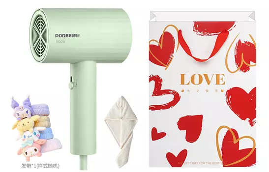 Фен для волос Poree, Mint Green (Cartoon Care Set)