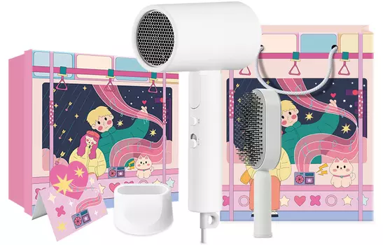 Фен для волос с отрицательными ионами H101 Mi, H101 White Festive Hair and Makeup Box